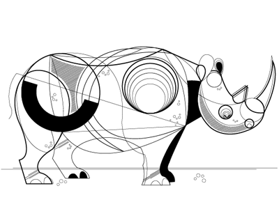 Rhino abstract animal line art