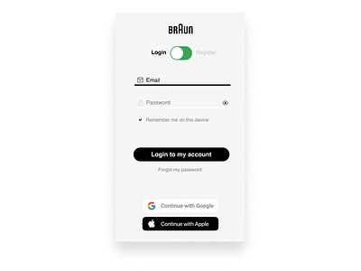 Braun — Login Screen braun login