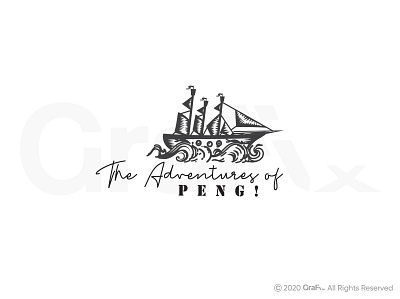 ship logo adventures of peng black and white logo creative logo modern logo retro logo vintage logo