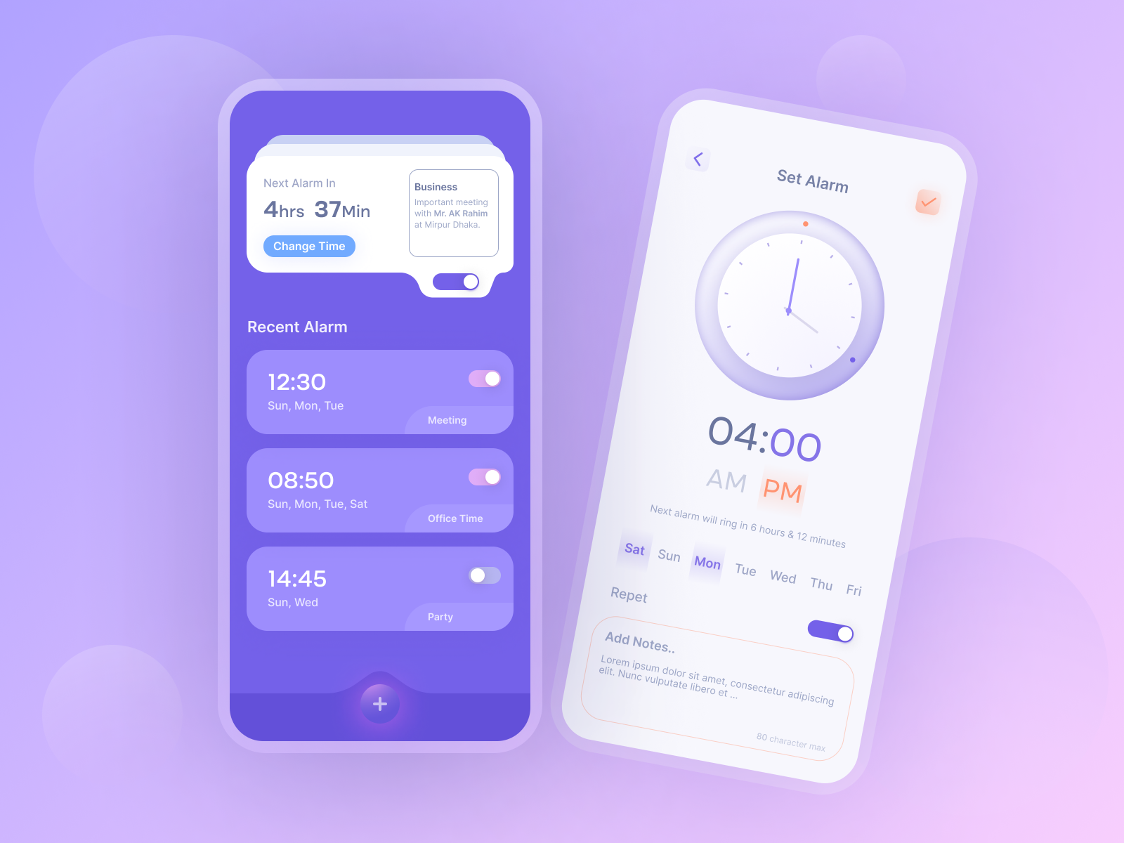 Alarm Clock App UI Design by Rakibul Hasan on Dribbble