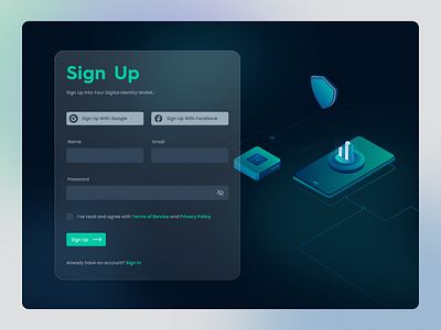 Sign UP Screen for Digital Identity, Wallet