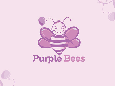 Purple bee bee bee logo creative logo cute bee logo
