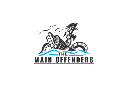 The Main offenders beach logo boat logo creative logo flat logo logo modern logo moonsters logo negative space logo octopus logo pirate logo sea logo ship logo the main offenders