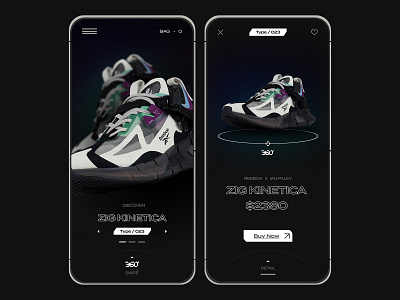 Reebok zig kinetica - UI UX Mobile Application app apparel design futuristic illustration product ui ux web website