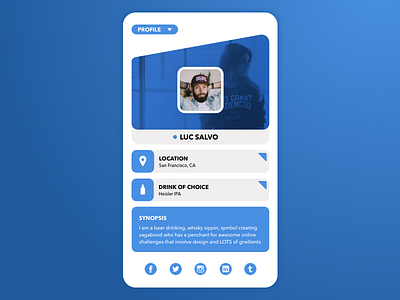 Profile Card Contest Submission blue card contest design gradients profile social ui ux