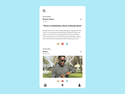 Music Journal Feed Screen feed interaction journal music ui ux writing