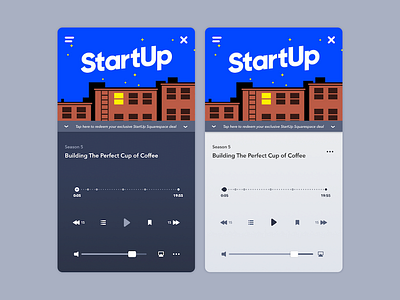 Podcast Interface - Dark vs. Light controls dark feedback interaction interface iphone light podcast theme ui ux