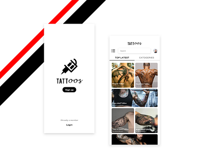 Tattoos app concept app design freelance designer logo motivation ui ux