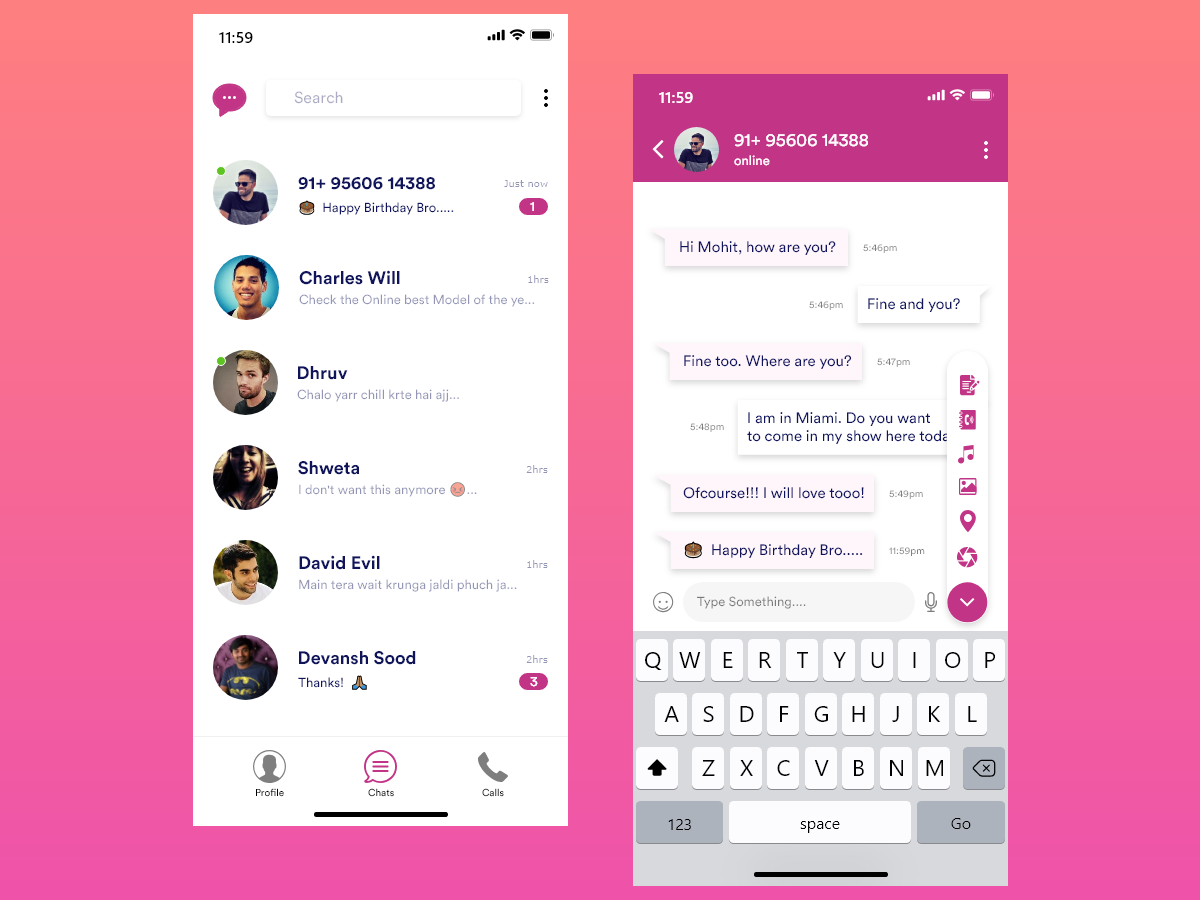Chatting App | CONCEPT | by Mohit Nagar on Dribbble
