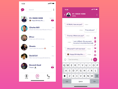 Chatting App | CONCEPT | app app concept branding design design app flat freelance designer icon illustration ios lettering logo minimal mohit nagar motivation typography ui ui ux design ui ux web design concept ux