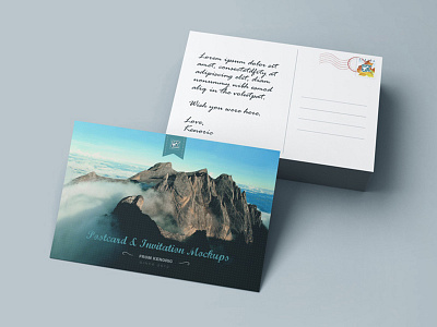 Postcard Mock-up v1 easter gift invitation landscape mockup postcard realistic season greeting template