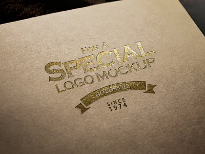 Logo Mock-up set 4 branding depth of field emboss gold guinea leathe logo mockup paper photorealistic polyster silver stamp foil