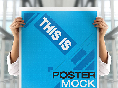 Poster mock-up V4 commercial design elegant frame hand holding pose horinzontal mood poster scene shopping mall vertical