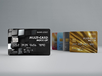 Multi-Card Mock-up v1 atm card bank commercial credit card gift card hand pose membership card mock up presentation sim card studio shot