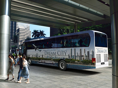 Vehicle Mock-up v3 actual scene advertise branding bus bus stop city customer double decker layer logo mock up psd public showcase smart object social studio tourist traffic transportation