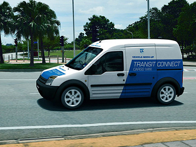 Vehicle Mock-up v6 actual scene advertise branding city highway layer mock up moving promo psd road showcase smart object studio trading traffic transfer transit connect transportation van