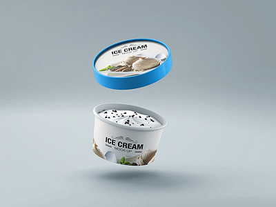 Ice Cream Cup Mock-up v1 bowl branding cold corporate cover dessert disposable dinnerware favor hand pose ice cream label logo mock up paper cup psd scoop showcase smart object sticker studio shot