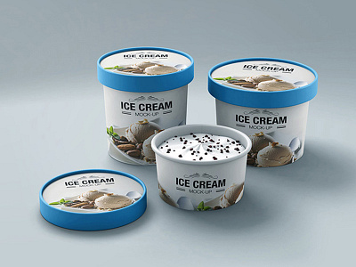 Ice Cream Cup Mock-up v4 bowl branding cold corporate cover dessert disposable dinnerware favor hand pose ice cream label logo mock up paper cup psd scoop showcase smart object sticker studio shot