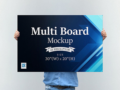 Multi-board Mock-up v1 banner below the line board bunting design elegant front hand pose highlight holding horizontal material mockup paper poster size standing studio shot variation white