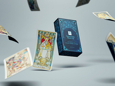 Tarot Cards Mock-up v1 acient box branding gambling game holland logo magic masterpiece mock up packaging playing cards psd showcase smart object spiritual tarot card the chariot witch wizard