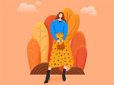 Autumn illustration autumn design four seasons girl girls illustration ui web