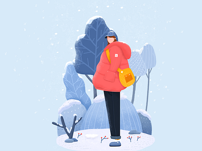 Winter illustration app autumn design girl illustration spring summer ui vector