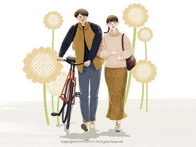 take a walk couples design illustration lovers walk