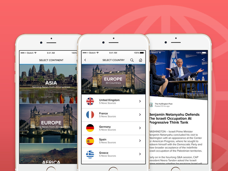 World News Application - WIP content photos interface mobile mobile app ios flat news news app ux ui app