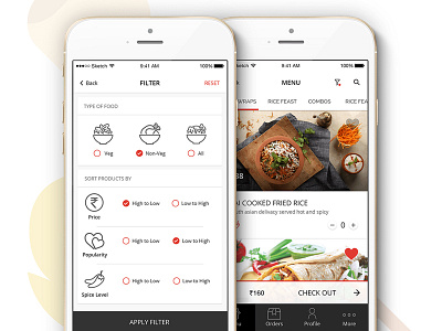 Menu Filter & Discover faasos filter flat food ios menu mobile ui mobile ux