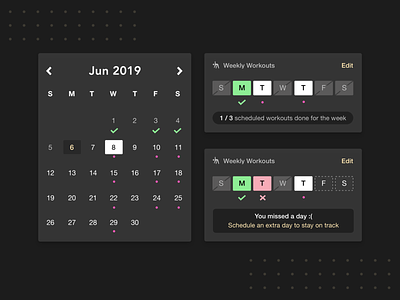 Scheduling Widgets app calendar fitness flat interface ios mobile app mobile ui ui ux