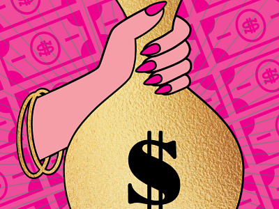Ms. Money Bags dollar dollar bill feminist gold money money bag