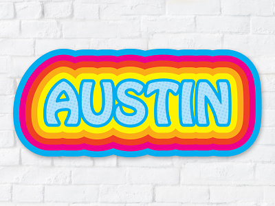Retro Austin Sticker Design austin rainbow retro