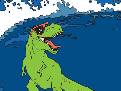 Rad! dinosaur surfer surfing t rex