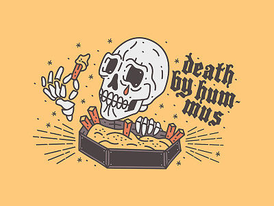 Death by hummus design hummus illustration stars tattoo art typography waikiki