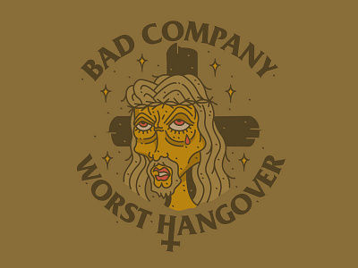 Bad Company cross hangover illustration jesus christ waikiki