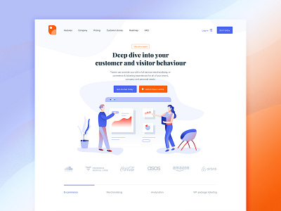 eCommerce and analyzation service website app blue branding character clean design flat icon icons illustration illustrator ios logo minimal typography ui ux vector web website