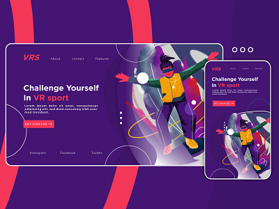 VR sport Game landing page concept