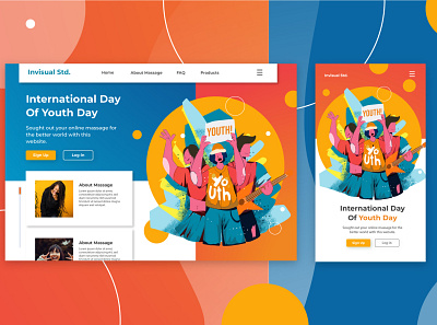 Youth Day illustration and landing page #dailyui design flat flatillustration illustration illustrator login box ui vector web website