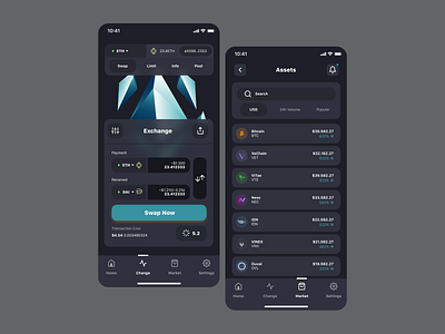 Crypto market app UI concept