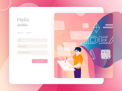 Hello dribbble!, hello world , hello everyone art debut design flat flatillustration illustration login box ui uidesign vector web website