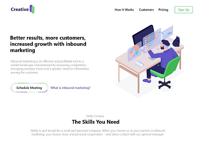 Creative Landing Page For Inbound Marketing Website creative creative design design flat flat design illustration inbound marketing landing page marketing vector website