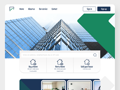 Real estate UI design - Landing page
