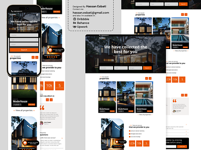 Real estate website branding design figma graphic design houzi illustration landing page mobile view real estate real estate site real estate website real estate wordpress responsive ui ui design web design wordpress