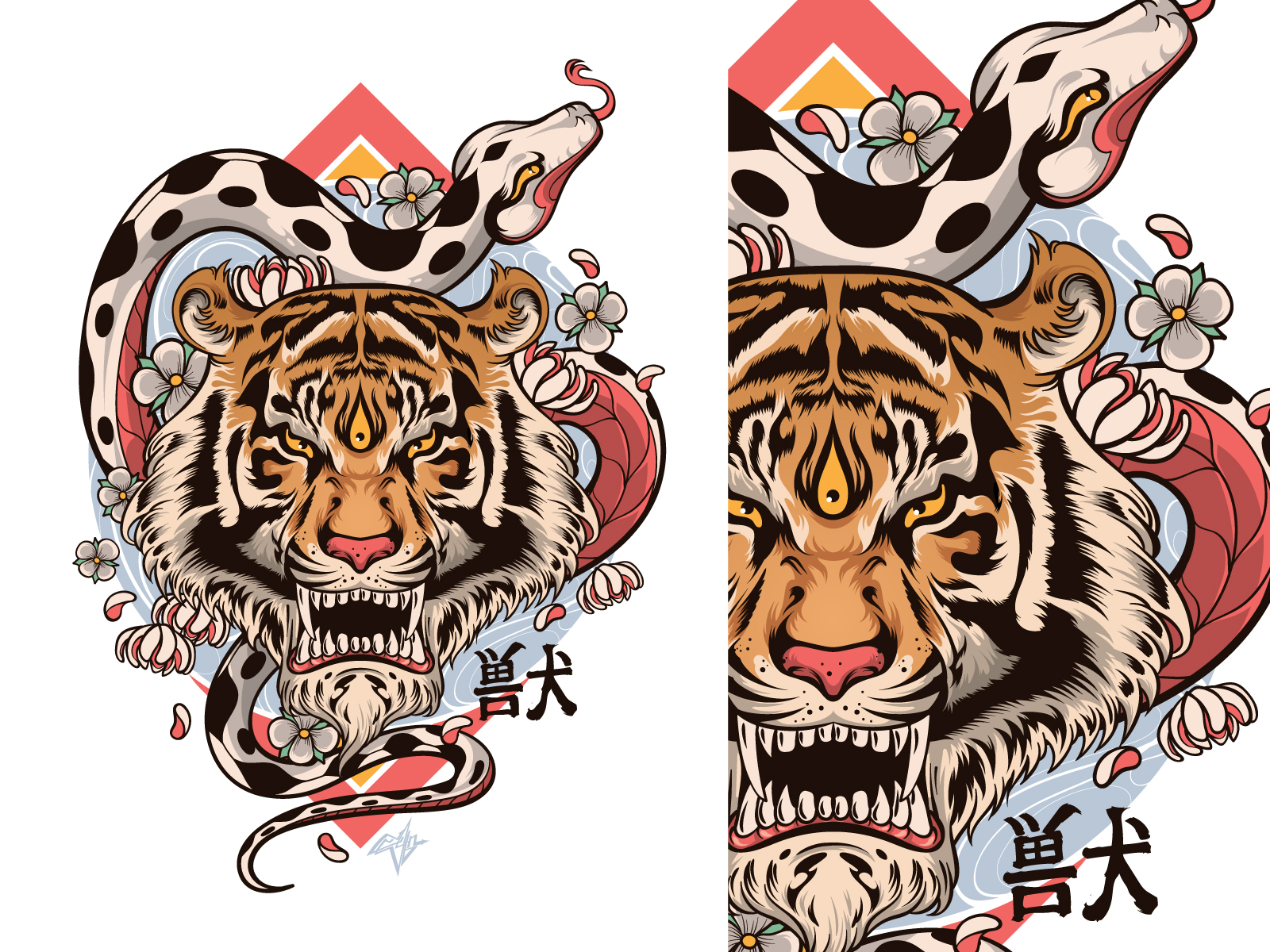 Китайский тигр тату