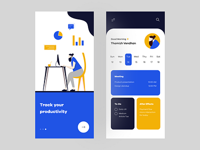 Daily productivity tracker app concept colours daily design illustraor illustration tracker tracking typography vector work working
