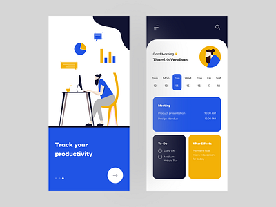 Daily productivity tracker app concept