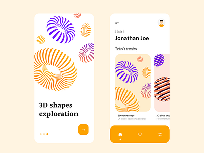 3d shapes exploration app concept 3d colours design donut illustrator stripes vector