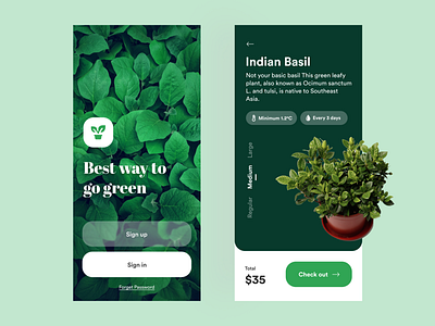 Plant app conept branding colours design go green green mobile plant pot plant typography ui vector
