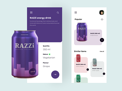 RAZZi drinks mobile UI concept