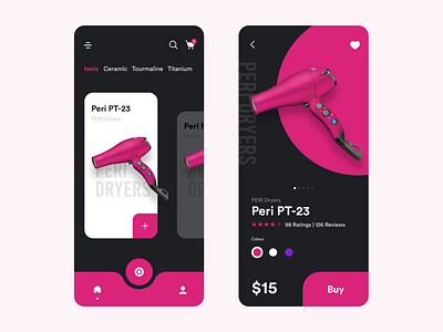 Hairdryer online buy mobile UI design dryer hair hair care hair dryer mobile mobile app mobile ui product product design product page products shopping